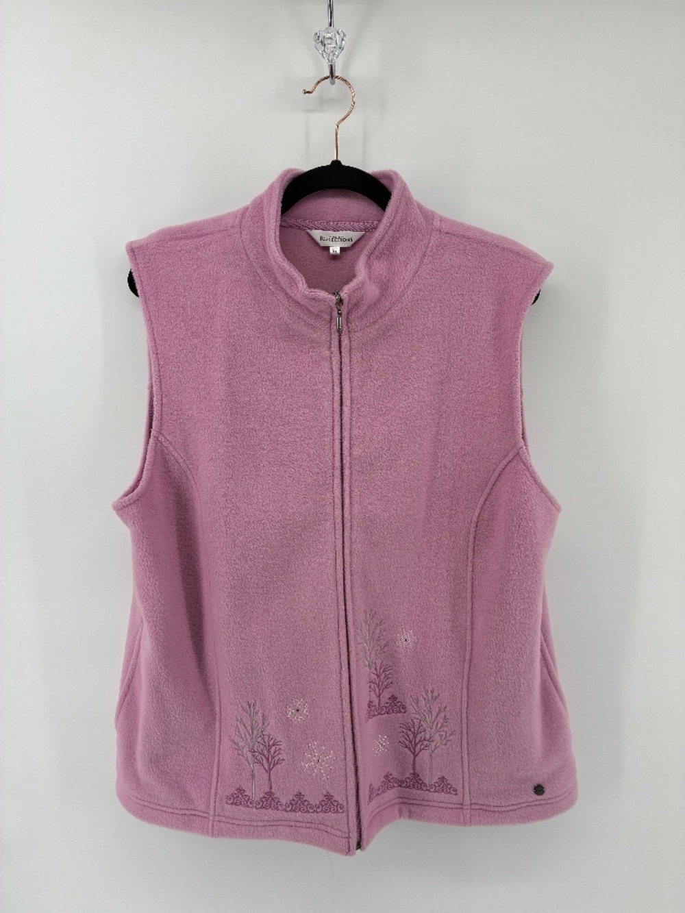 Northern Reflections Pink Sleeveless Fleece Vest with Embroidered Detail